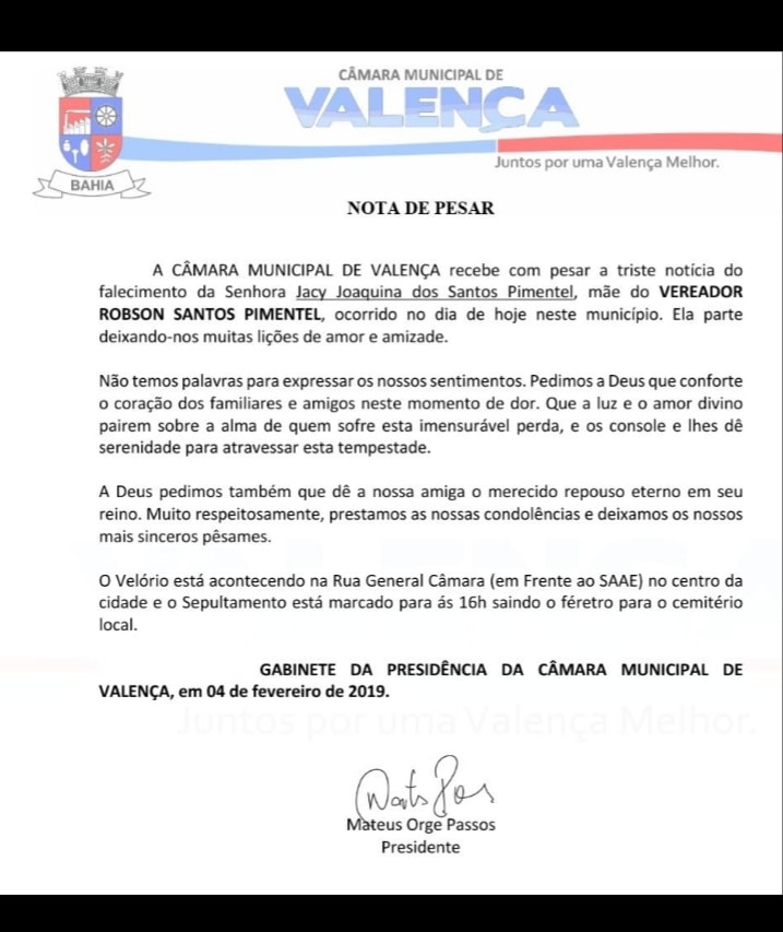NOTA DE PESAR
